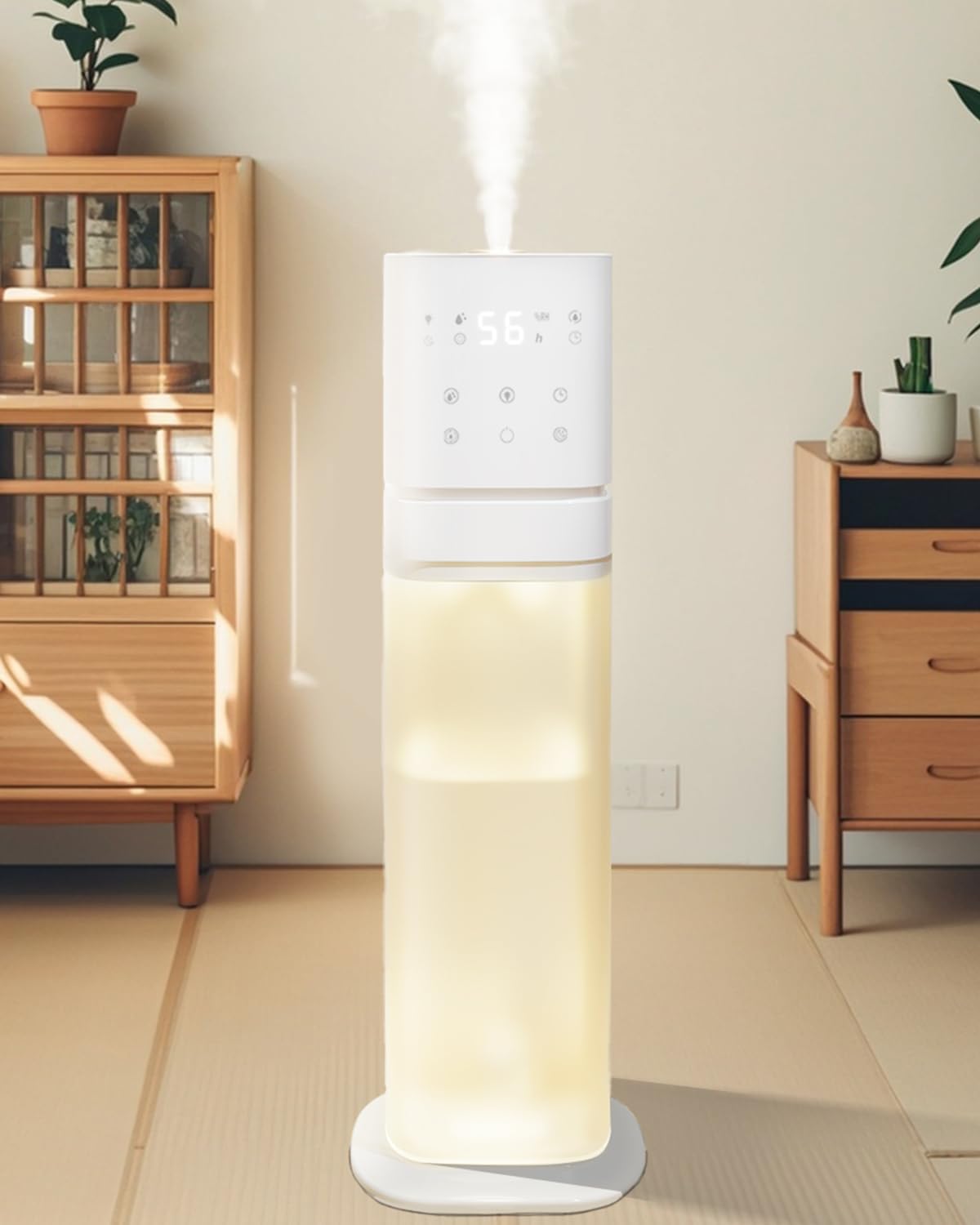 大容量8Lアロマ加湿器 静音・湿度設定・タイマー付き ホワイト
