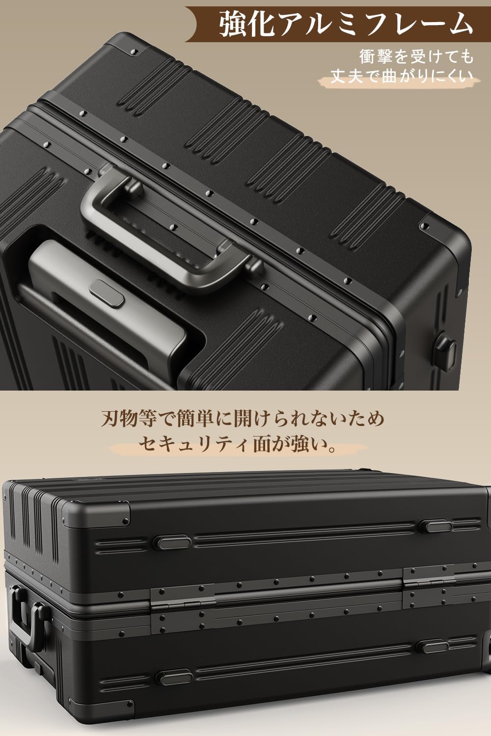 機内持ち込み可 スーツケース Sサイズ アルミフレーム 静音キャスター TSAロック 旅行 ビジネス用 ガンブラック