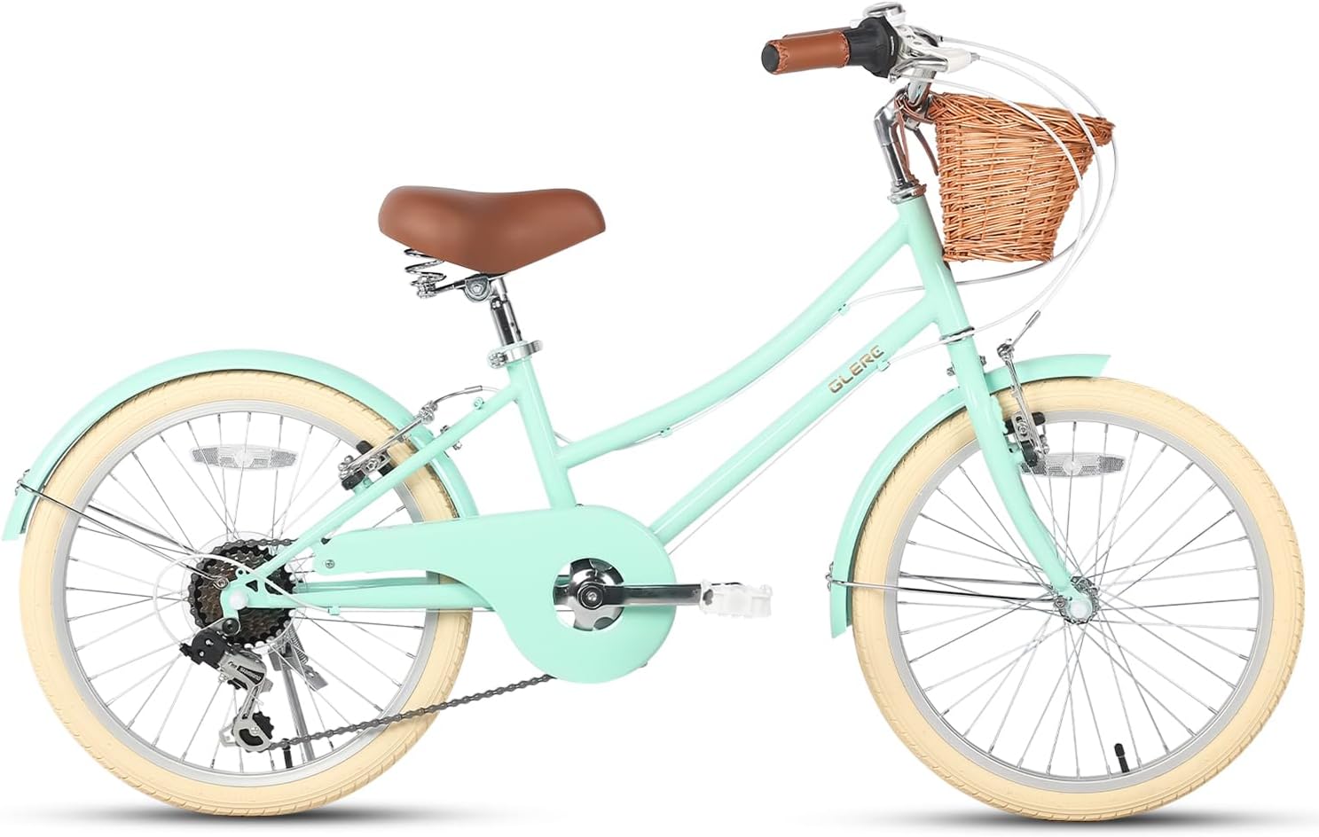 可愛いレトロシティサイクル 女の子用自転車 20/24/26インチ 手編み藤カゴ付き シマノ6段変速 通学通勤用