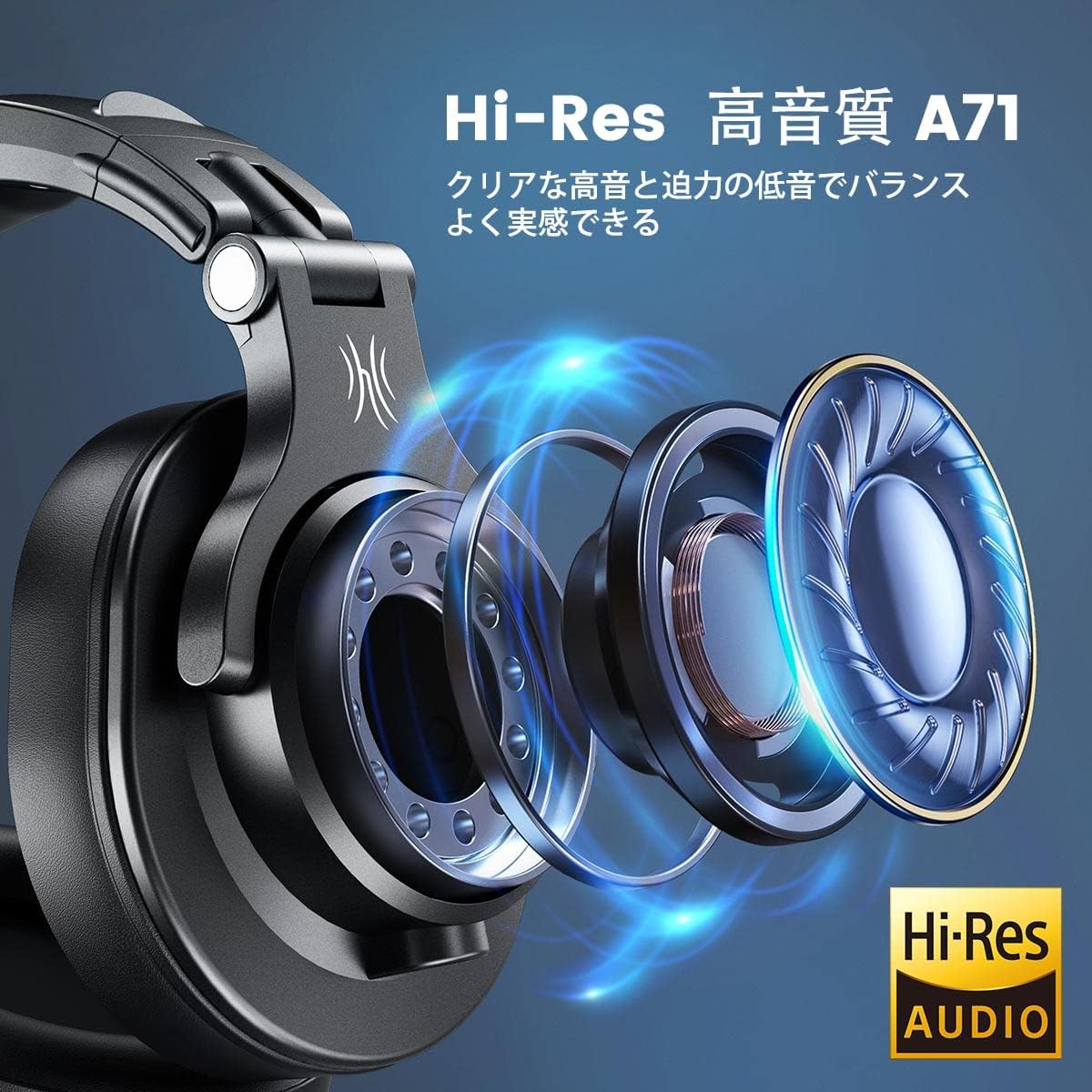 OneOdio A71 ハイレゾ対応 有線オーバーイヤーヘッドホン 密閉型 DJ・楽器練習用 3.5mm/6.35mmジャック