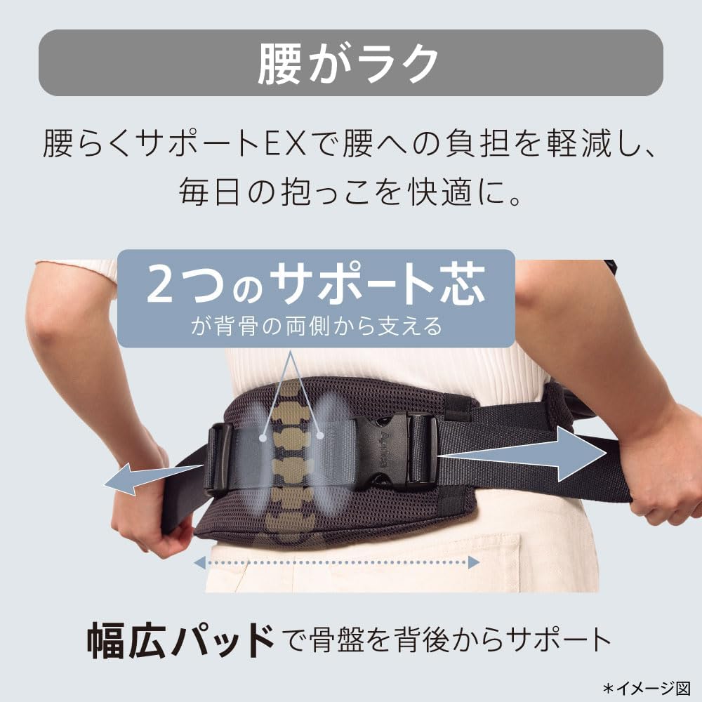 新生児から使えるアップリカ ラクリス 抱っこ紐 4WAY グレー