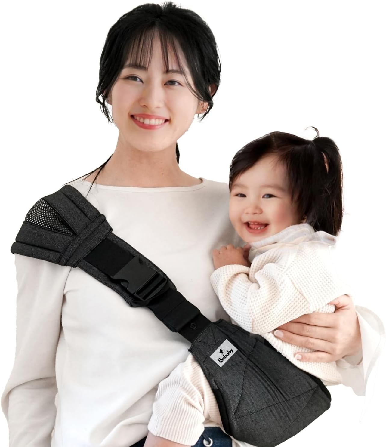 抱っこ紐 ベビースリング 【肩負担軽減・コンパクト設計】 グレー×ブラック 7~48ヵ月用