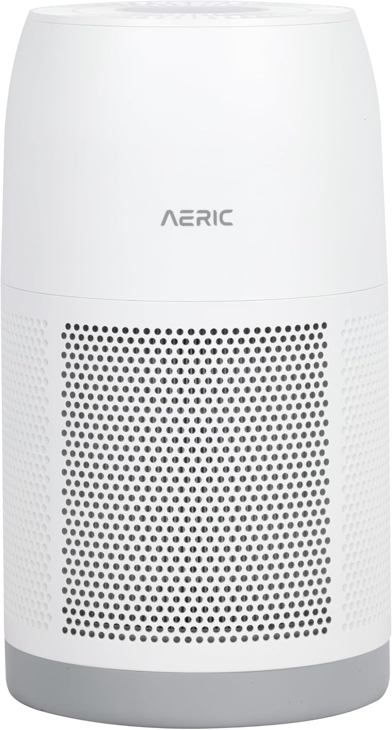 AERIC 空気清浄機 - 360度全方位清浄・4色空気品質ライト・22W低消費電力・夜間LEDライト付き
