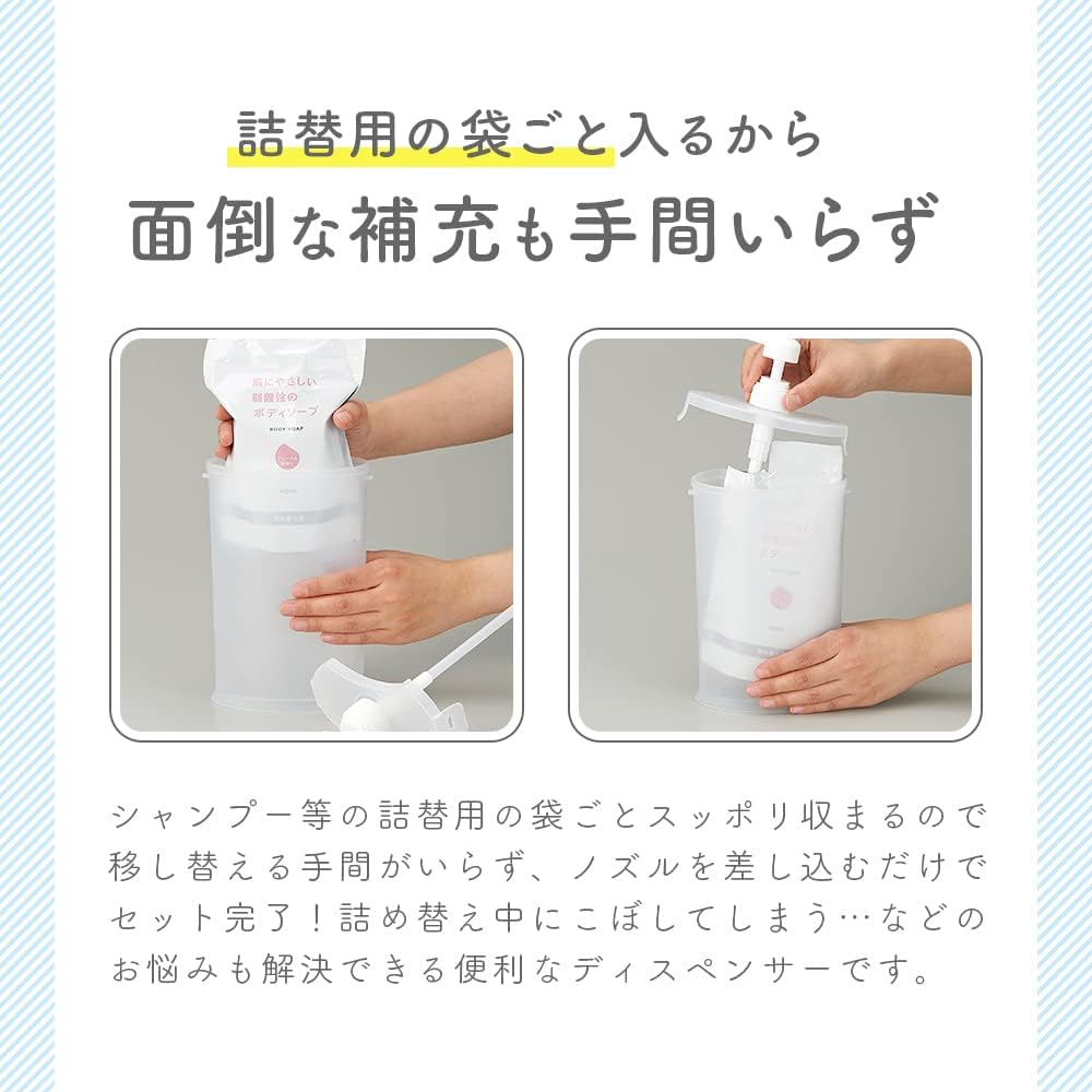 シャンプー・ソープ・リンス用500ml対応ホワイト詰め替えボトル