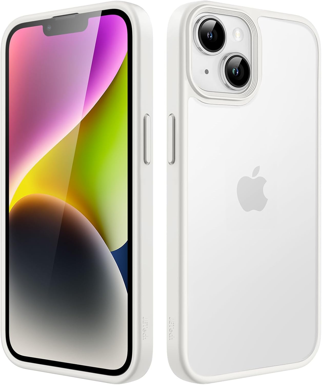 iPhone 14用耐衝撃性マットケース 半透明指紋防止カバー (スターライト)