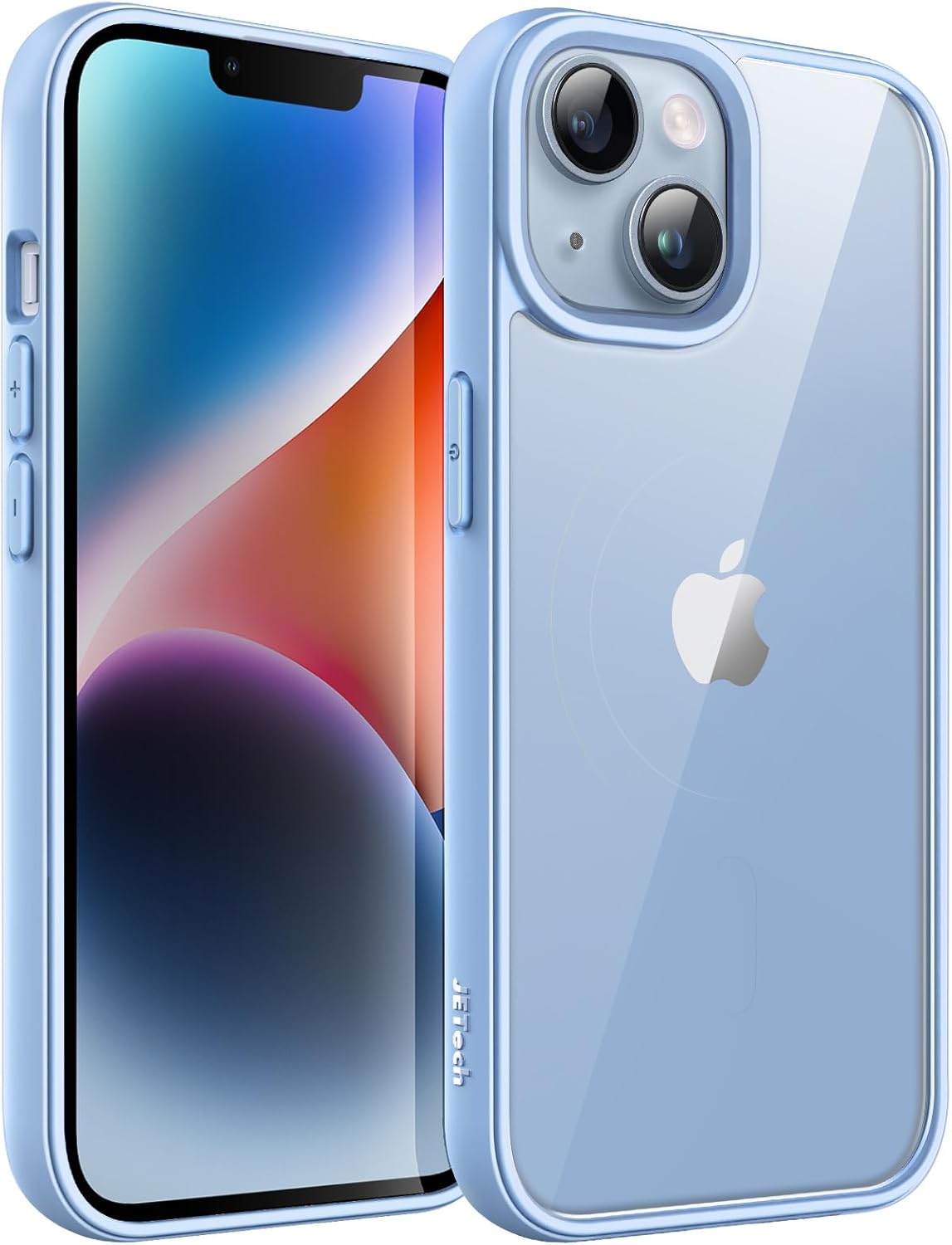 iPhone 14用 耐衝撃ソリッドカラーケース マットTPU フレーム (ライトブルー)