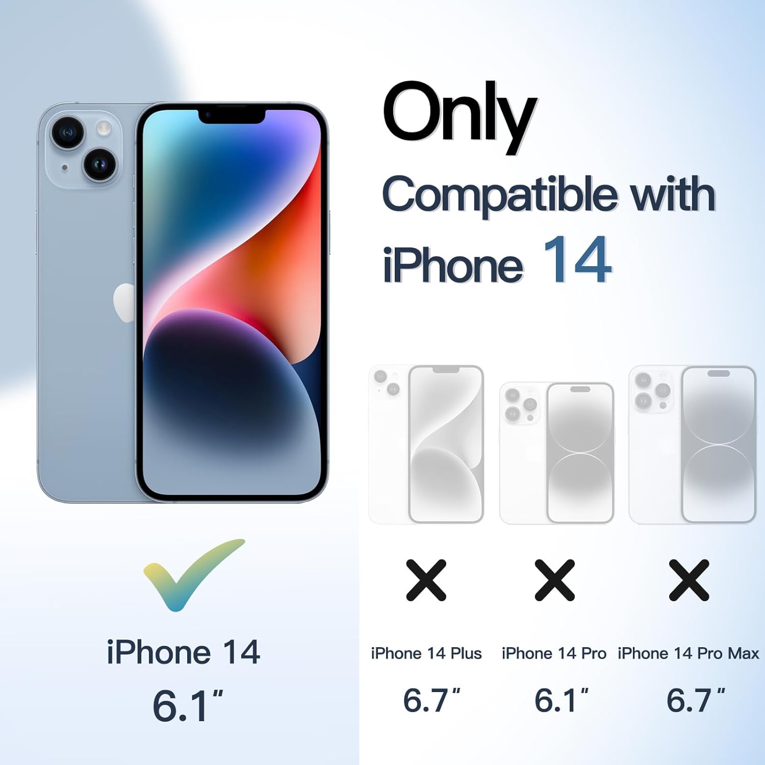 iPhone 14用 耐衝撃ソリッドカラーケース マットTPU フレーム (ライトブルー)