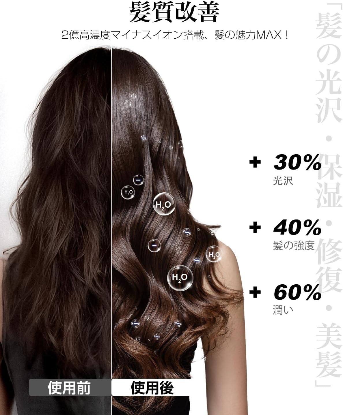 2025進化モデル 大風量・高速ドライヤー 2億高濃度マイナスイオン 静電気抑制・温度制御機能搭載【静音・旅行・家庭用】（グレー）