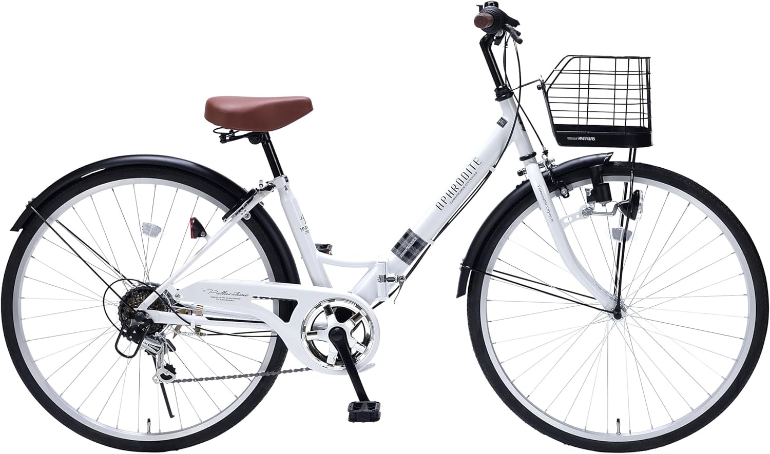 26インチ折りたたみシティサイクル シマノ6段ギア LEDライト搭載 バスケット・カギ付 MC507 VALORE