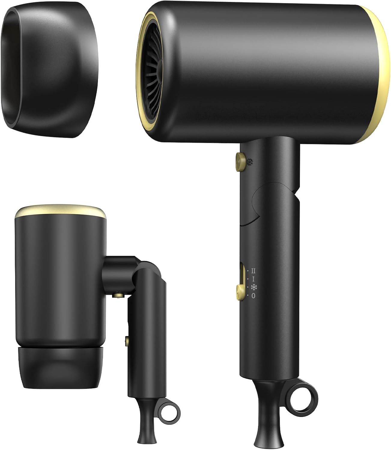 最新型 大風量 1400W 折り畳み式 ヘアドライヤー 冷熱風 3段階調節 コンパクト PSE認証 ブラック