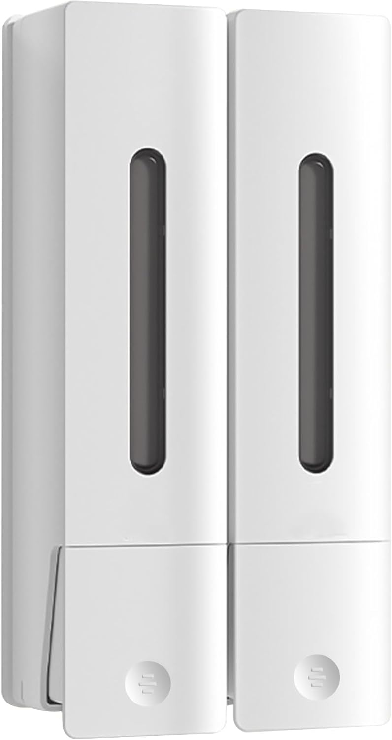 マグネット式シャンプーディスペンサー ダブル 400ml x 2 ホワイト