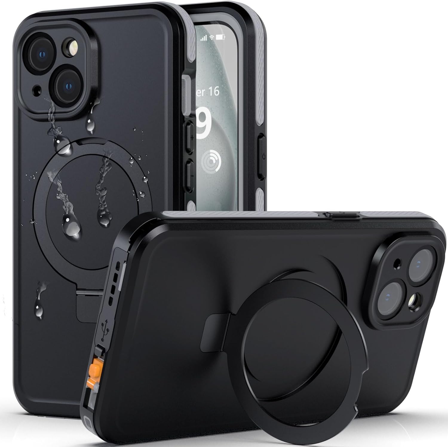 iPhone 15用防水防塵ケース MagSafe対応 薄型・耐衝撃・多機能スタンド