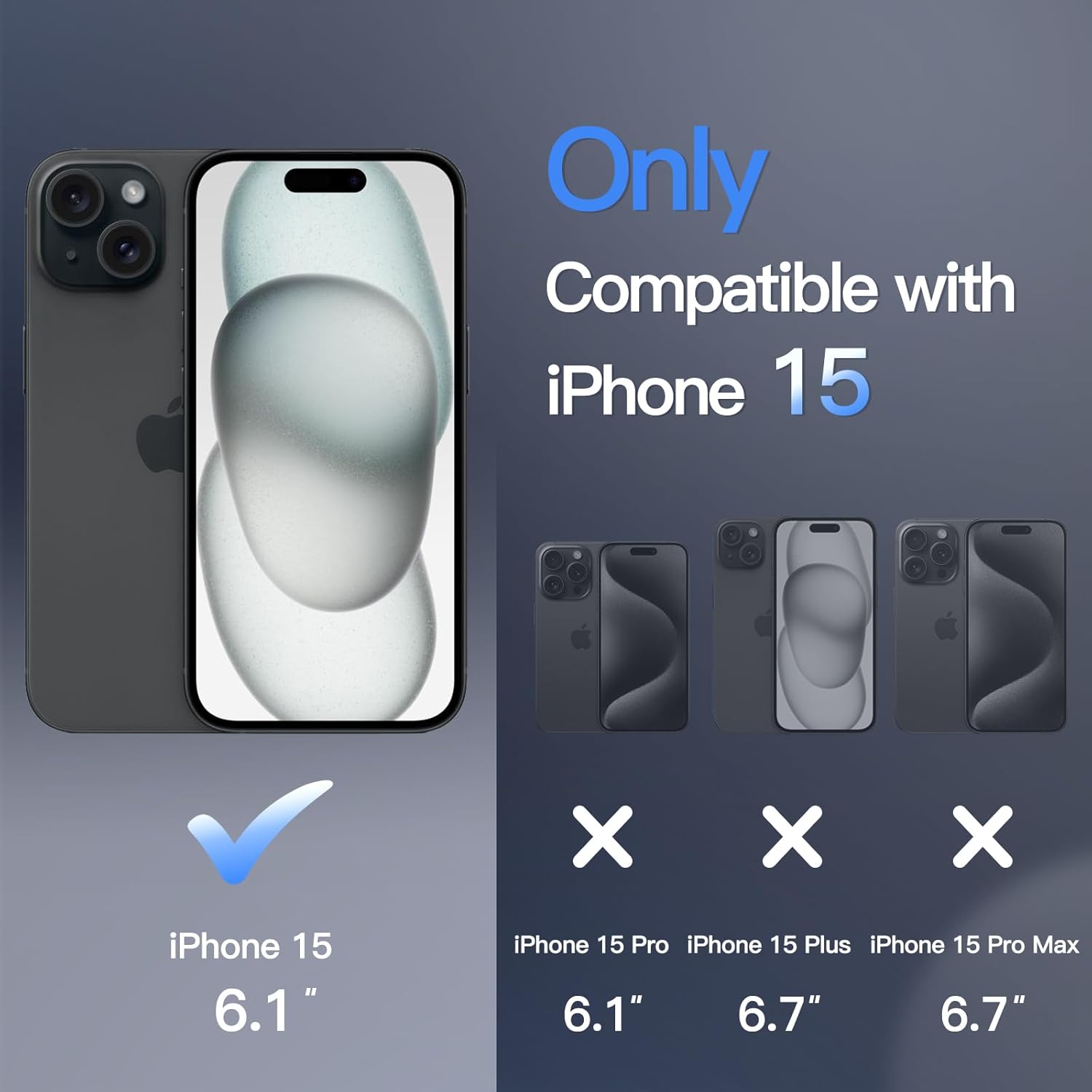 iPhone 15用 MagSafe対応 薄型マットケース（半透明・ブラック）
