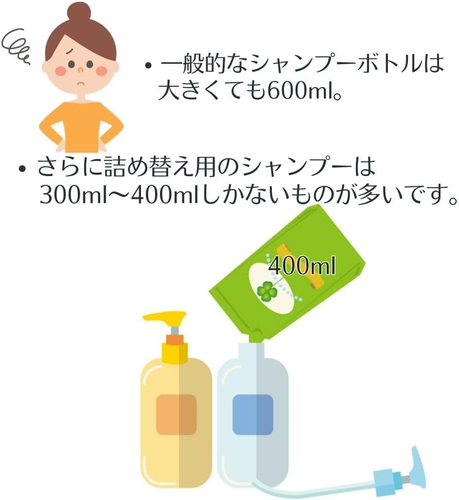 大容量クリアシャンプーディスペンサー 1000ml