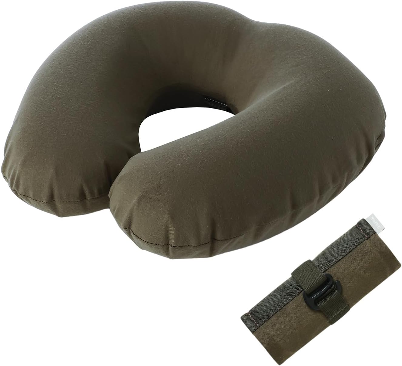 旅行用 コンパクトエアネックピロー 洗濯可 カーキ R519KH