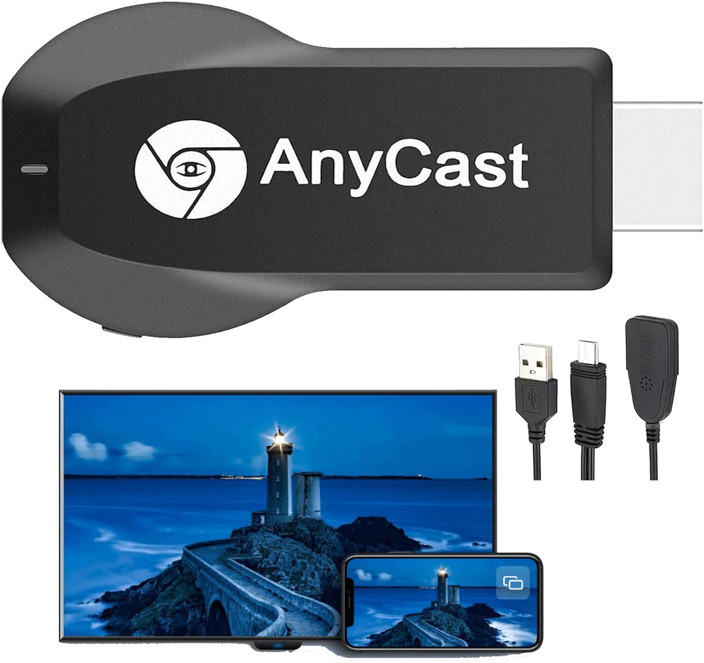 Anycast 4K HD ミラーキャスト - スマホ画面をテレビに無線ミラーリング（iPhone/Android対応）