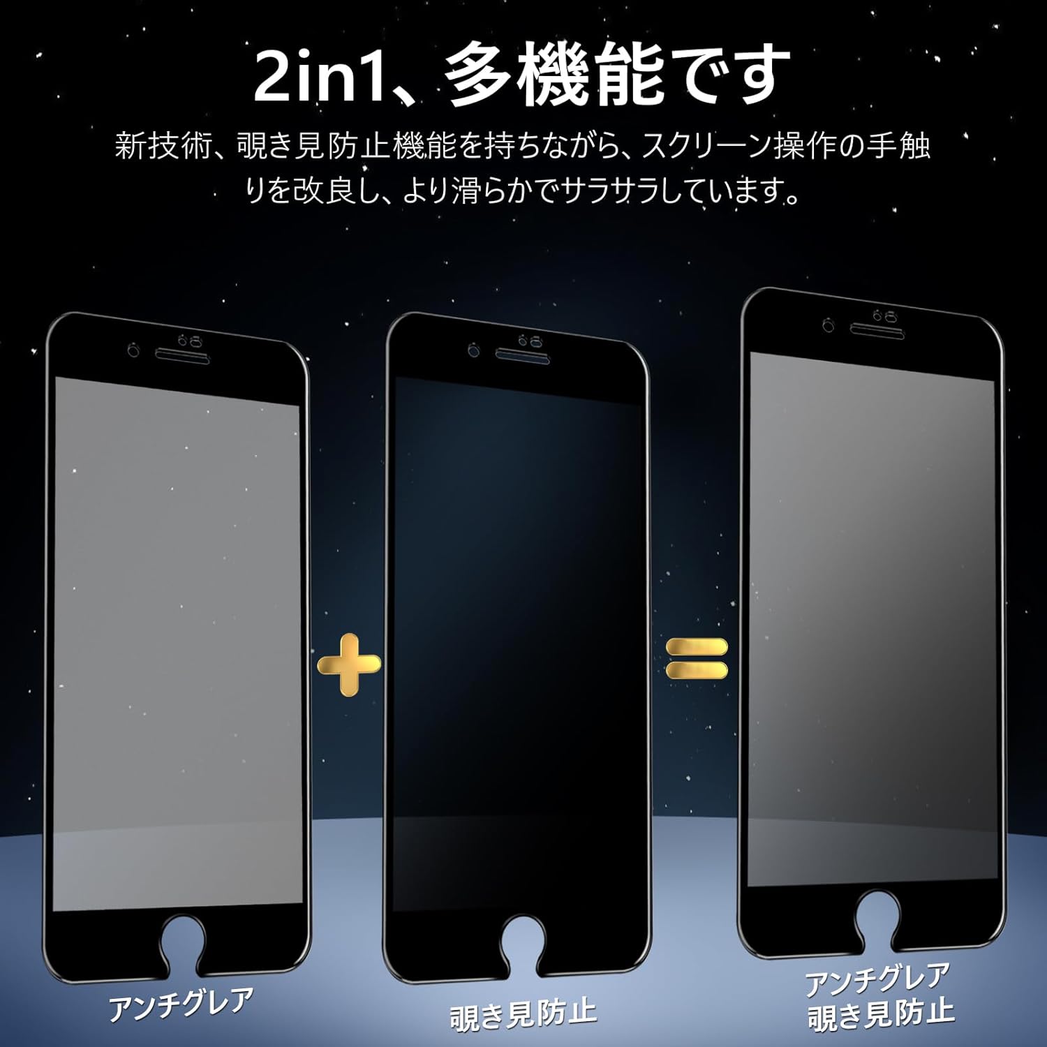 iPhone SE2/SE3用 反射防止・覗き見防止 強化ガラスフィルム【1枚】