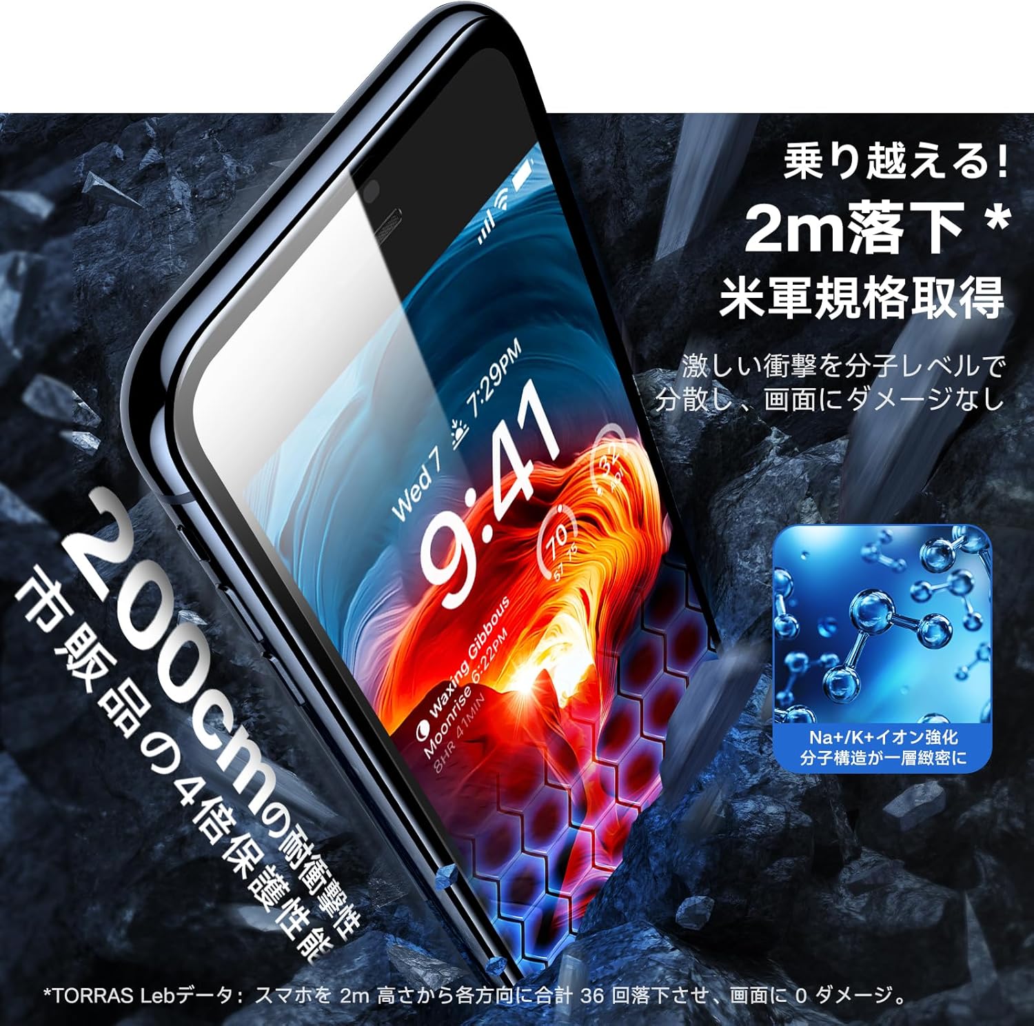 「2024年版 TORRAS iPhone SE3/SE2・iPhone 8/7用 9Hガラスフィルム 2枚セット 全面保護 耐衝撃 ブラック」