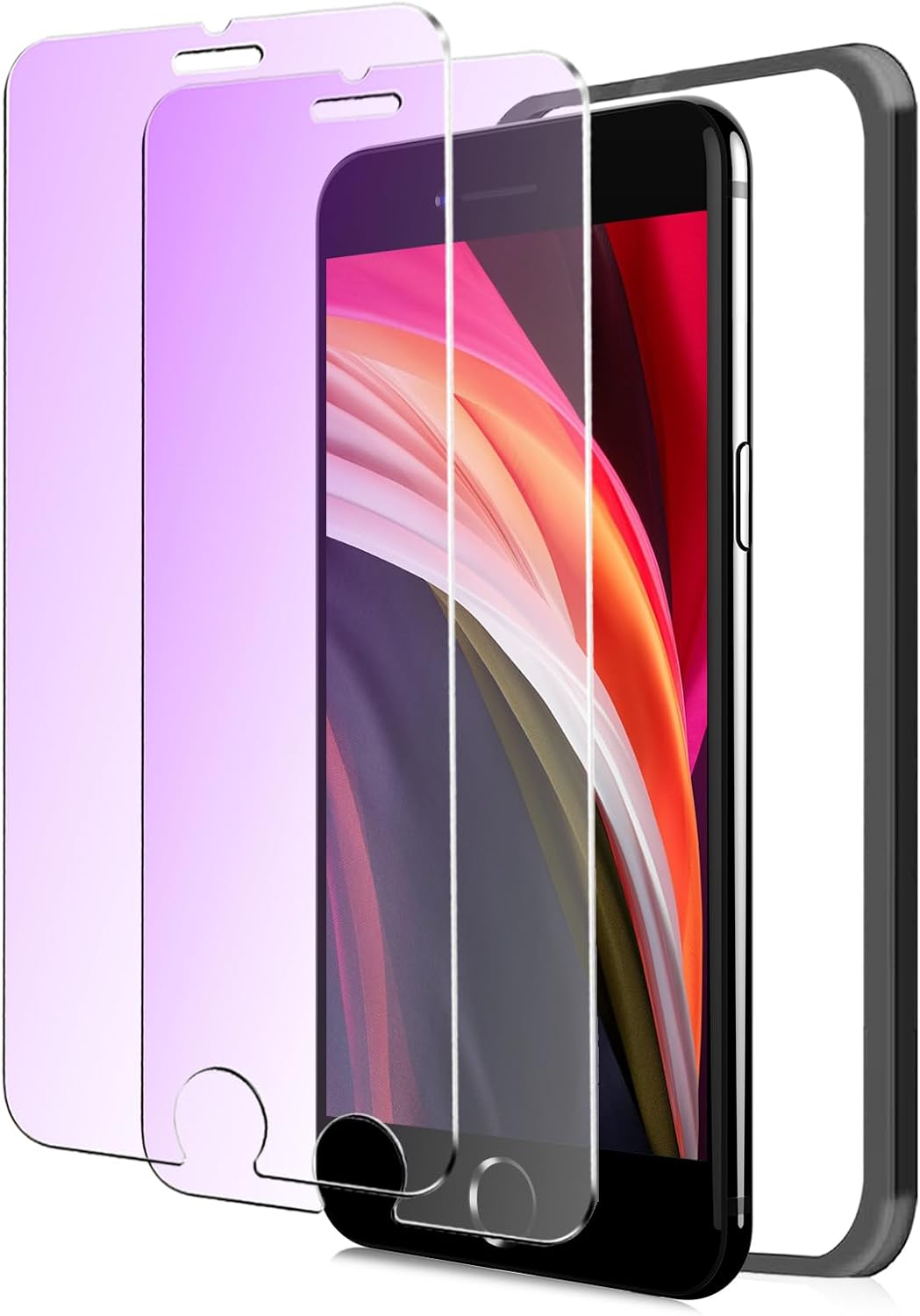 iPhone SE2/SE3用 ガラスフィルム 9H硬度 ブルーライトカット 2枚セット【指紋防止・簡単貼り付け】