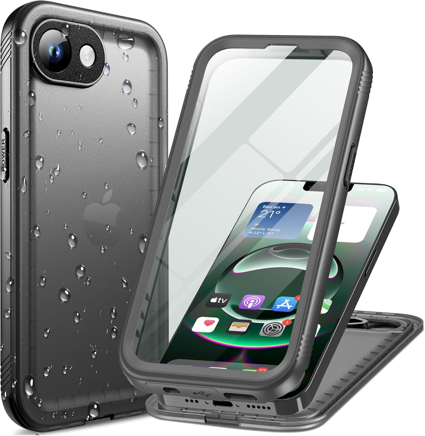 iPhone 16e対応 完全防水防塵ケース 米軍IP68規格 360度フルカバー