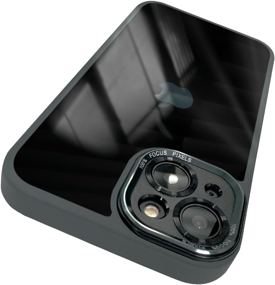 iPhone 15用透明バックプレーンケース・カメラレンズ保護付き（耐衝撃・ブラック）