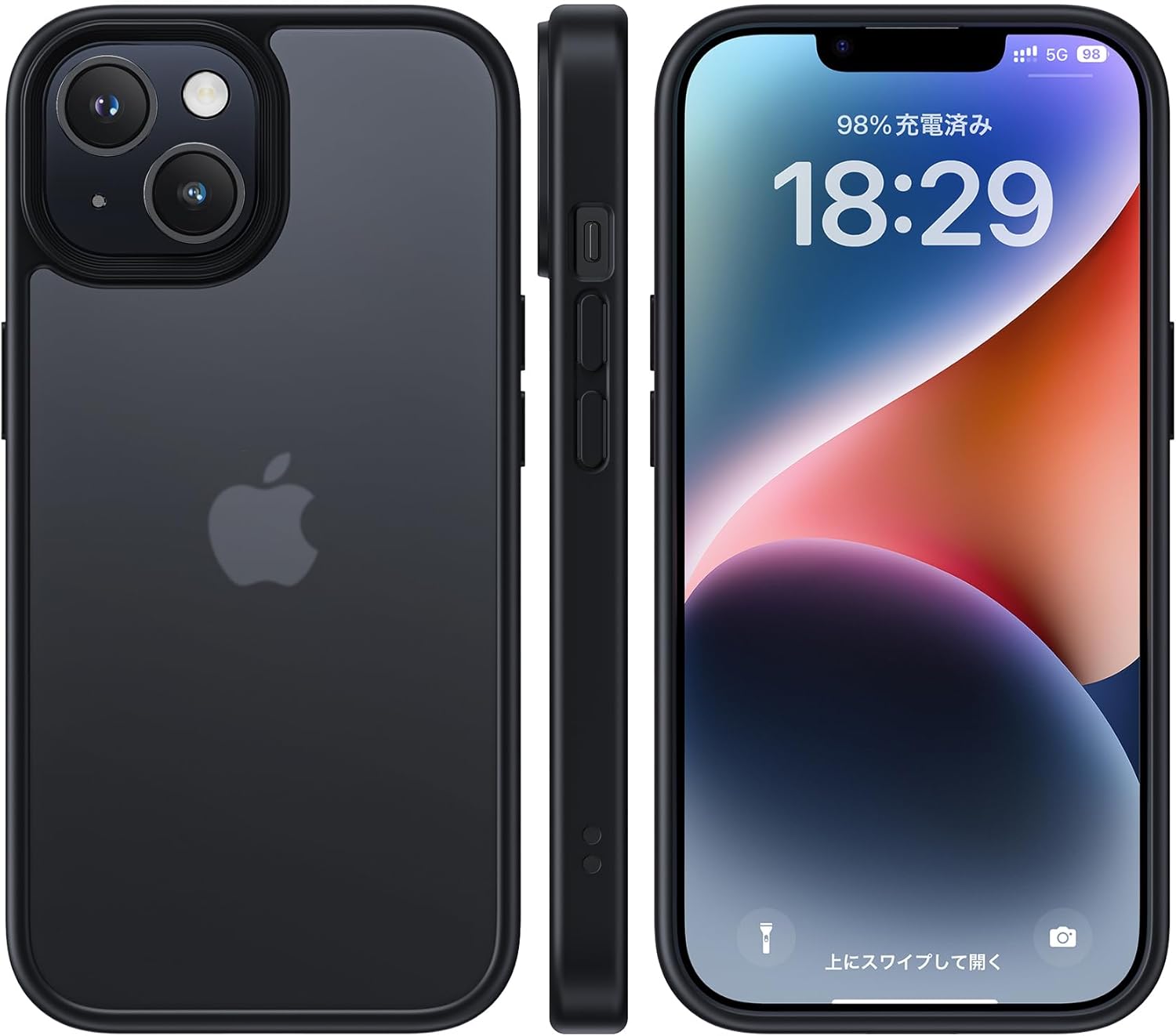 iPhone 13/14 用 耐衝撃 半透明スマホケース 米軍MIL規格 ワイヤレス充電対応