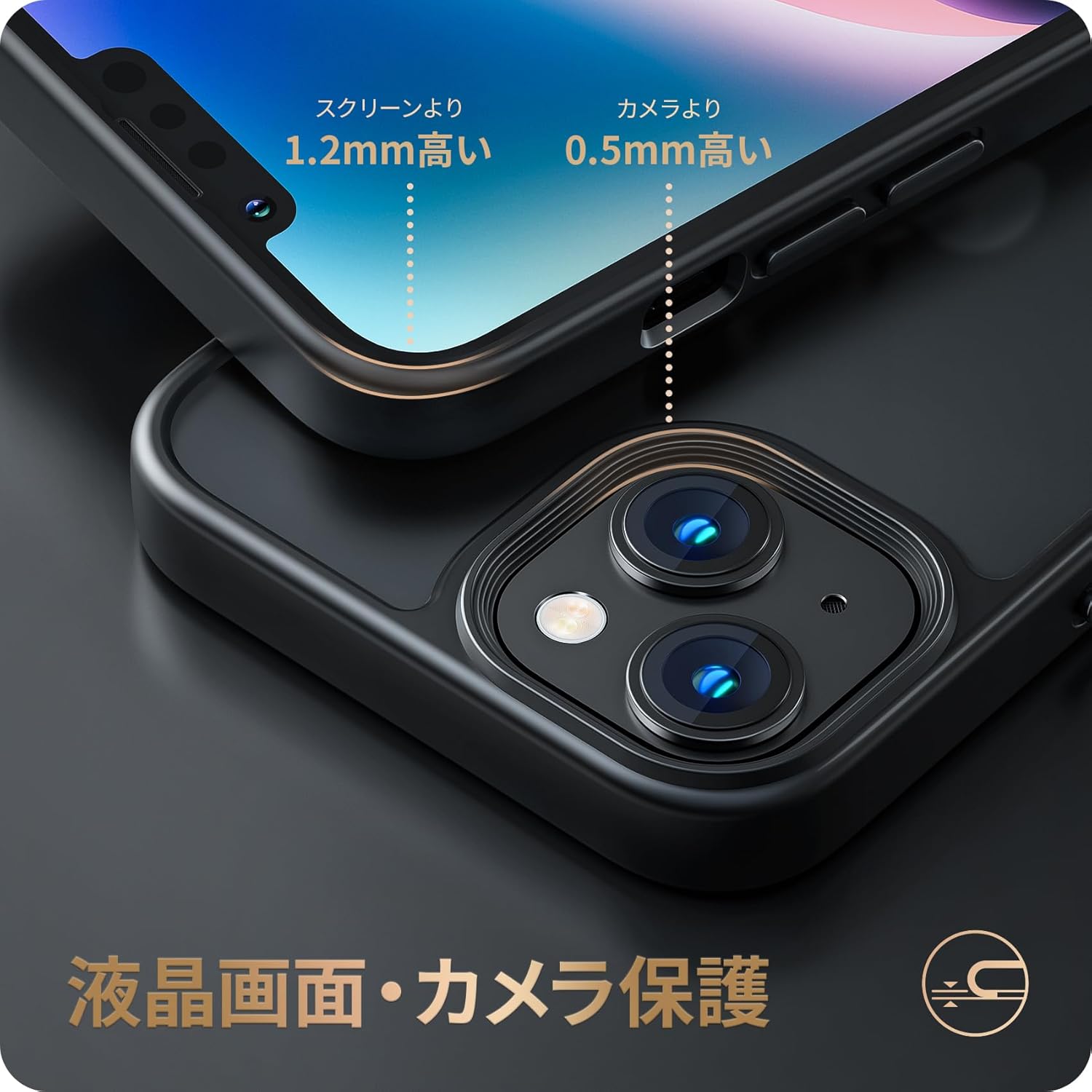 iPhone 13/14 用 耐衝撃 半透明スマホケース 米軍MIL規格 ワイヤレス充電対応