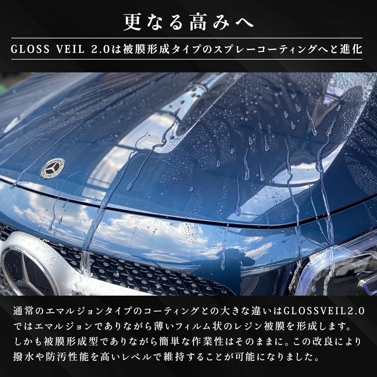 Sio2フィルムスプレーコーティング高撥水艶出し500ml