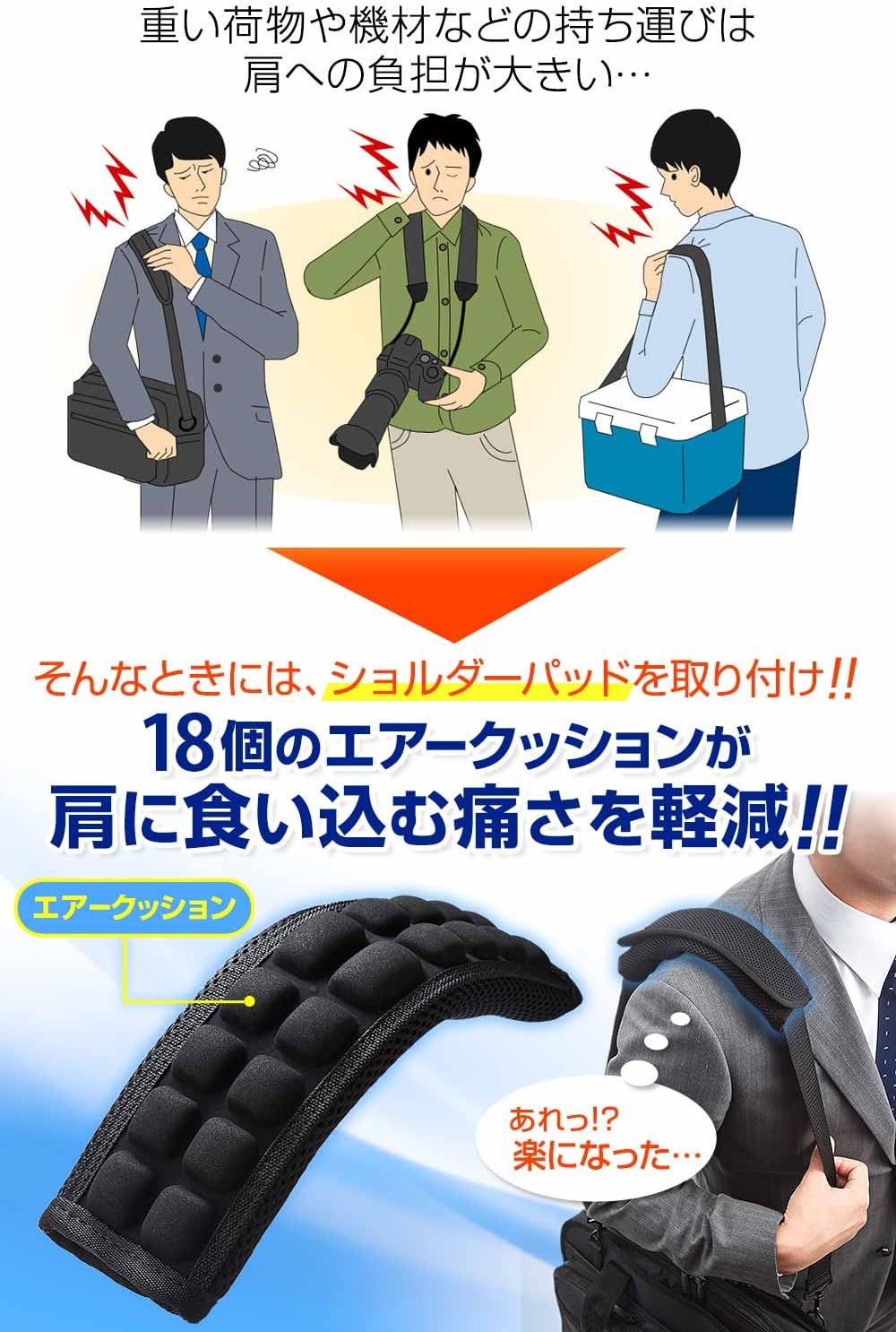 ショルダーパッドエアークッション 200-BELT010 【幅5cm対応・メッシュ素材】