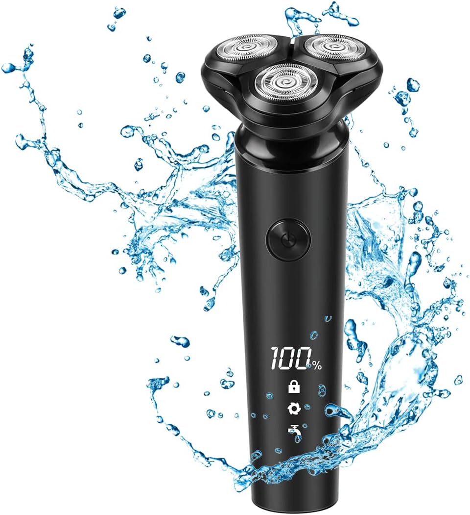 父の日 メンズ電気シェーバー 防水 USB充電式 回転式 深剃り ブラック