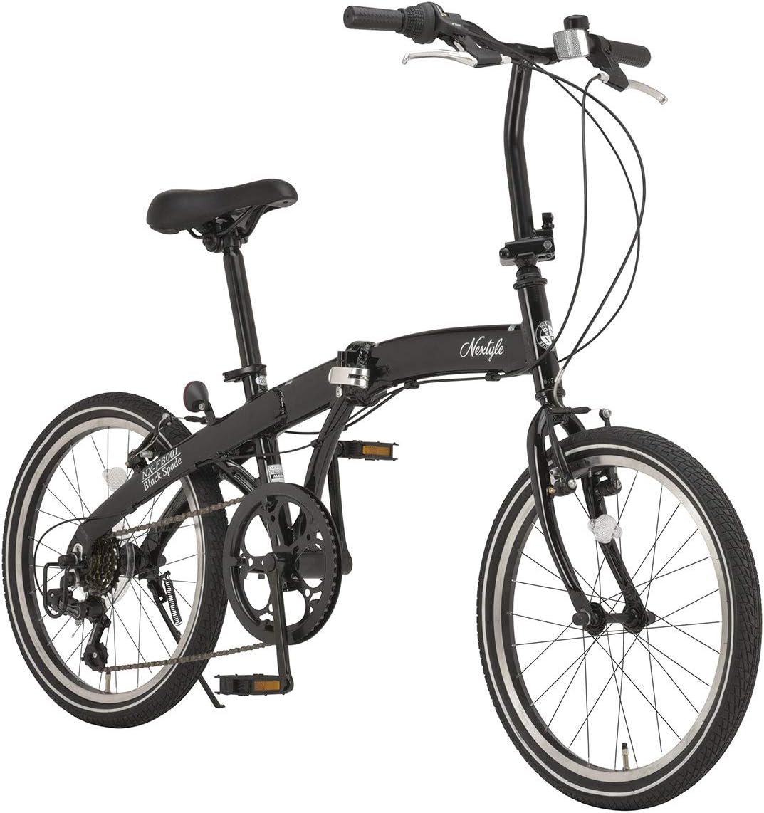 20インチ折りたたみ自転車 シマノ6段変速 Vブレーキ [ブラック/ホワイト]