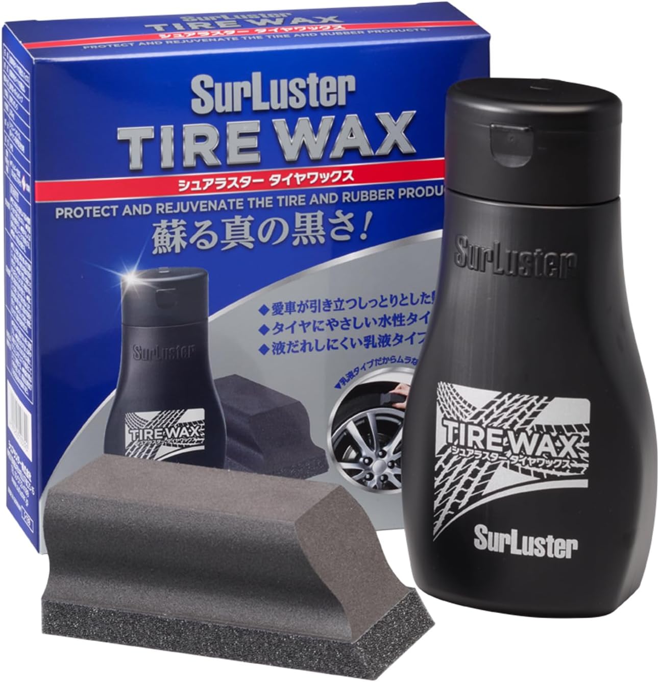 シュアラスター タイヤワックス 200ml 水性タイプ ひび割れ防止 スポンジ付き