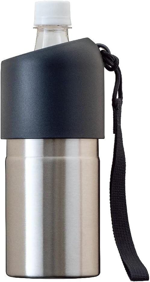 真空断熱ペットボトルホルダー シルバー ストラップ付き 500ml/650ml