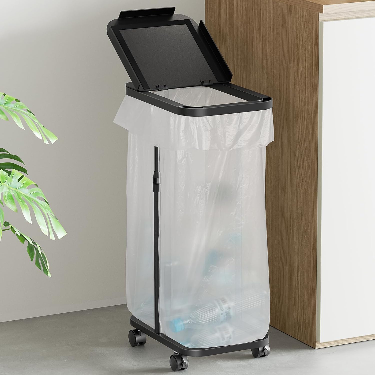 ゴミ袋ホルダー 20L～90L対応 蓋付き 分別ゴミ箱 ブラック