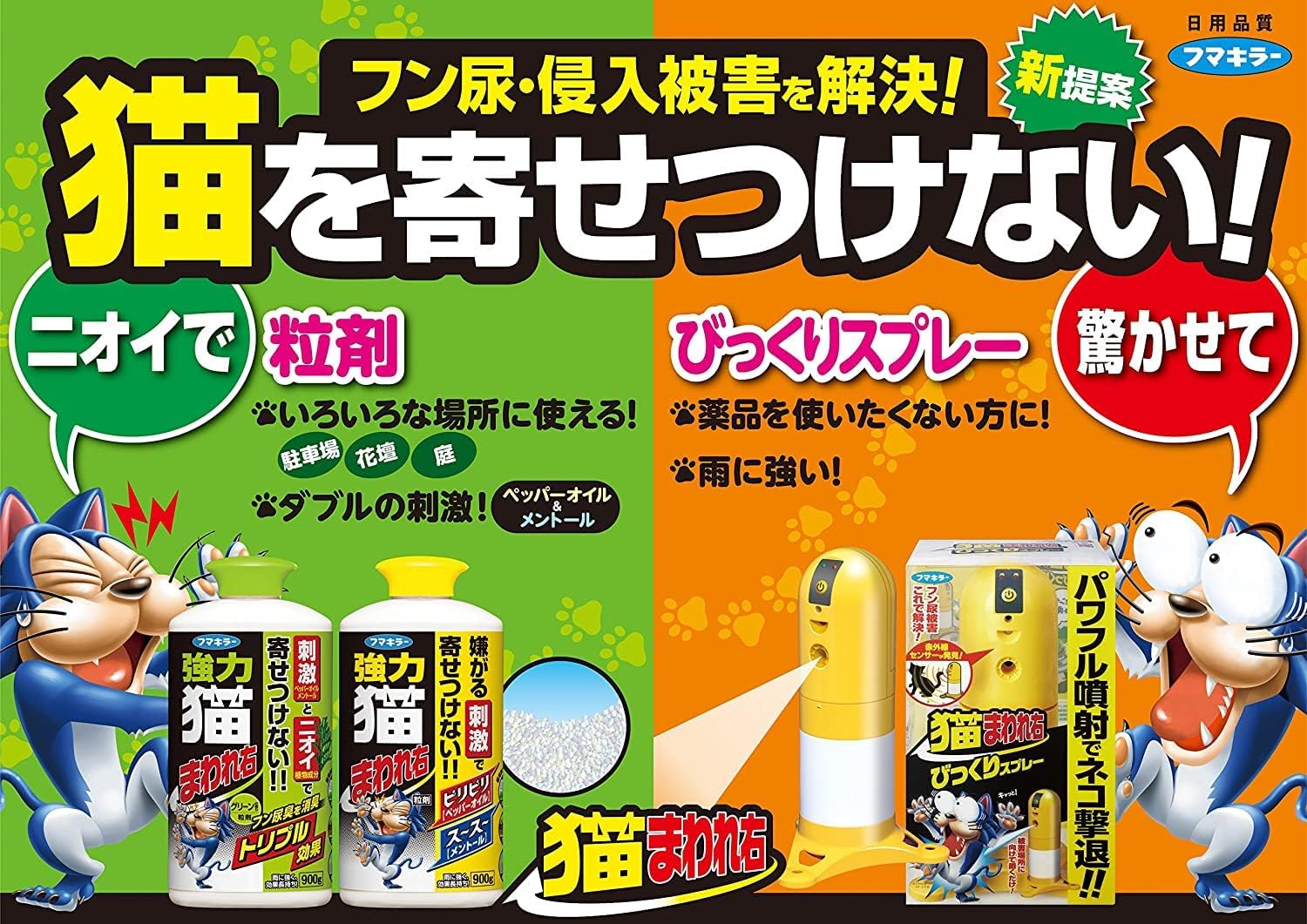 猫除けスプレー 本体+カートリッジ びっくりスプレー パワフル噴射 赤外線センサー検知