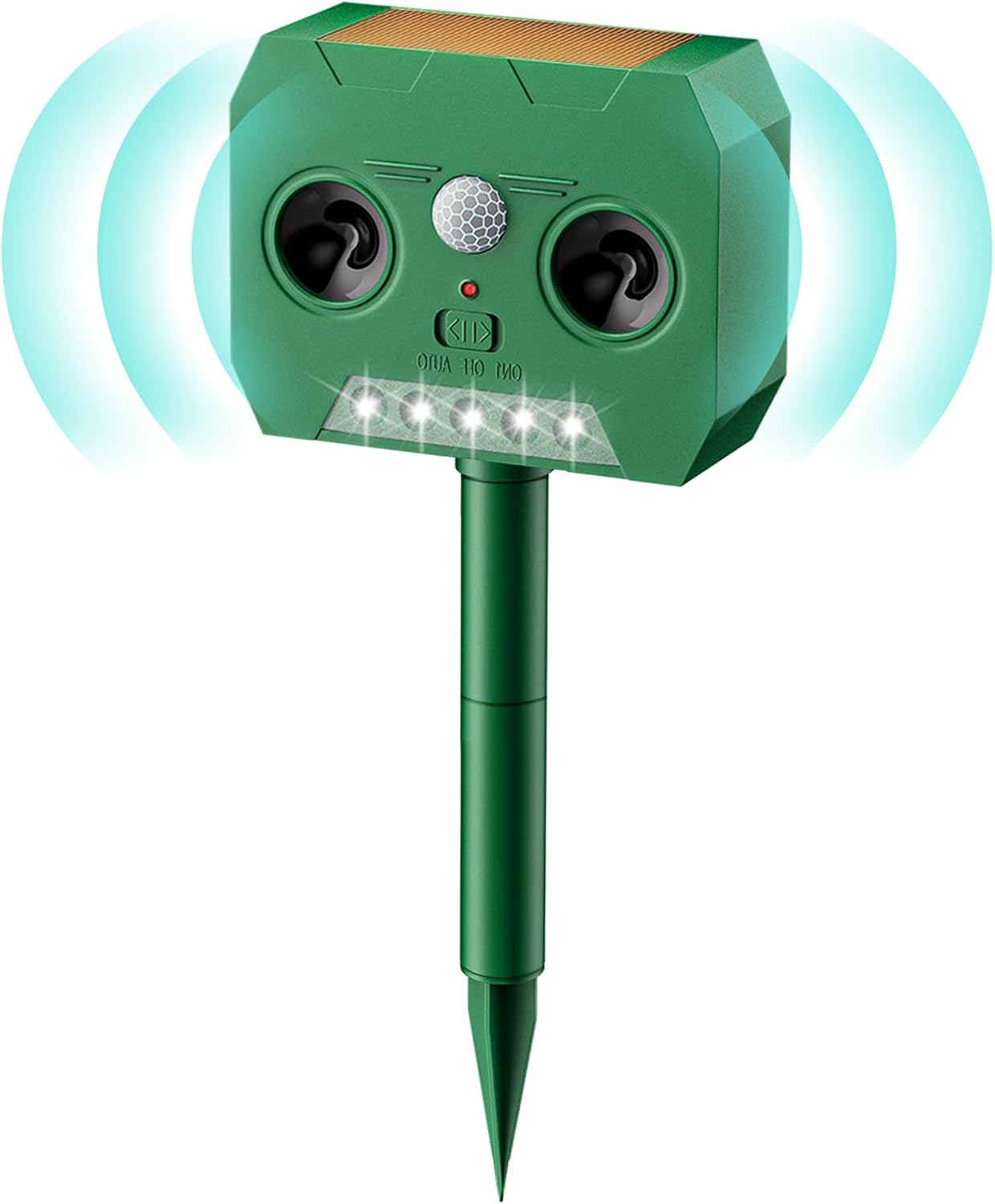 【猫よけ・犬よけ・鳥よけ】超音波動物撃退器 ソーラー充電 IPX7防水 差し込み&壁掛け型（グリーン）