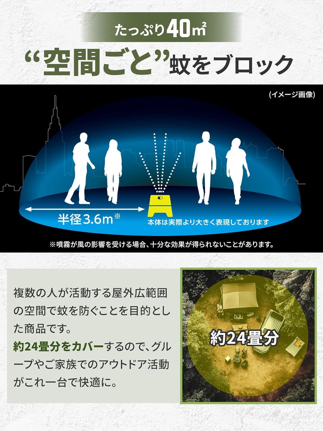 屋外用蚊除け（モスグリーン）｜キャンプ・アウトドア用防虫器具