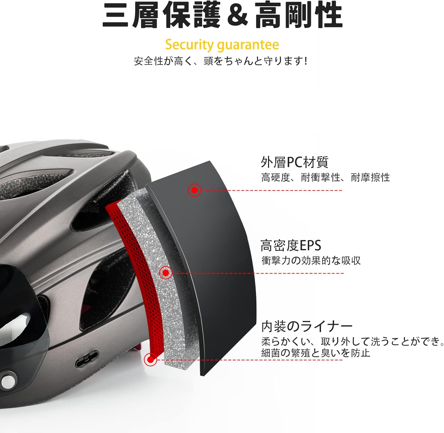 大人用調整可能ロックブロス自転車ヘルメット - 大きいサイズ58-65cm、磁気ゴーグル付き、超軽量通気性 CE認証