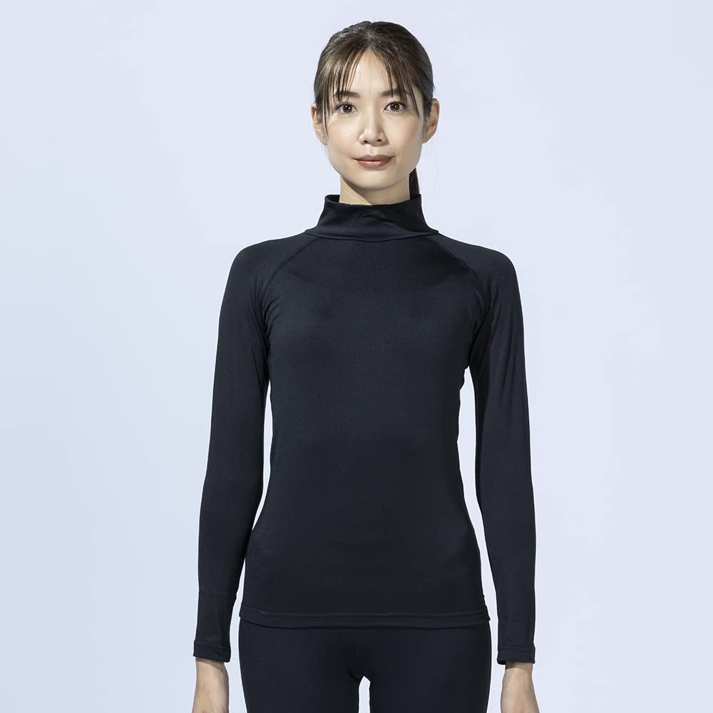 防寒インナー レディース BTパワーストレッチ ハイネックシャツ ブラック S