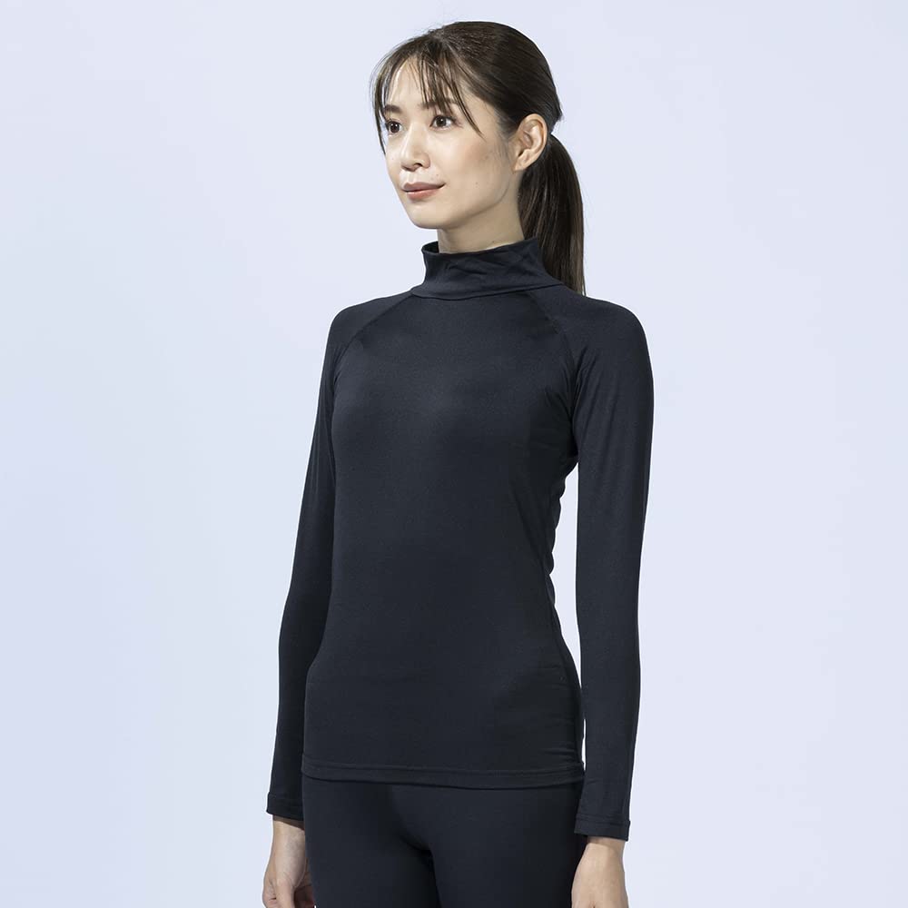防寒インナー レディース BTパワーストレッチ ハイネックシャツ ブラック S