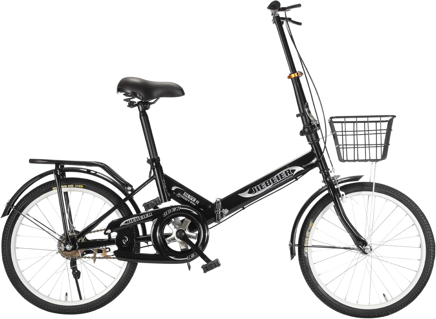 20インチ 軽量折りたたみ自転車 高炭素鋼フレーム リアキャリア付き 通勤・通学向け