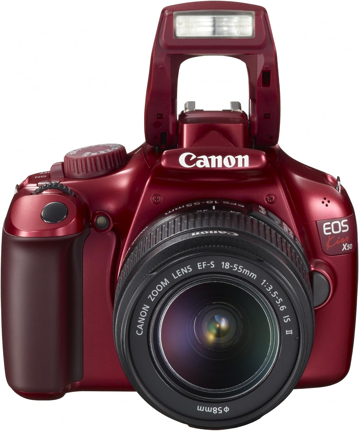 EOS Kiss X50 デジタル一眼レフカメラ レンズキット（EF-S18-55mm IS II）レッド