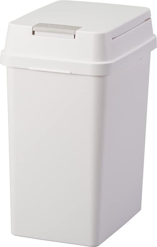 日本製 20L フタ付き密閉ゴミ箱 プッシュ式 キッチン用 ホワイト