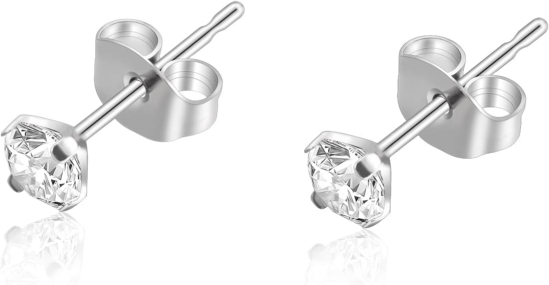 純チタン製ジルコニアピアス メンズ・レディース用 3/4/5mm 両耳セット 金属アレルギー対応