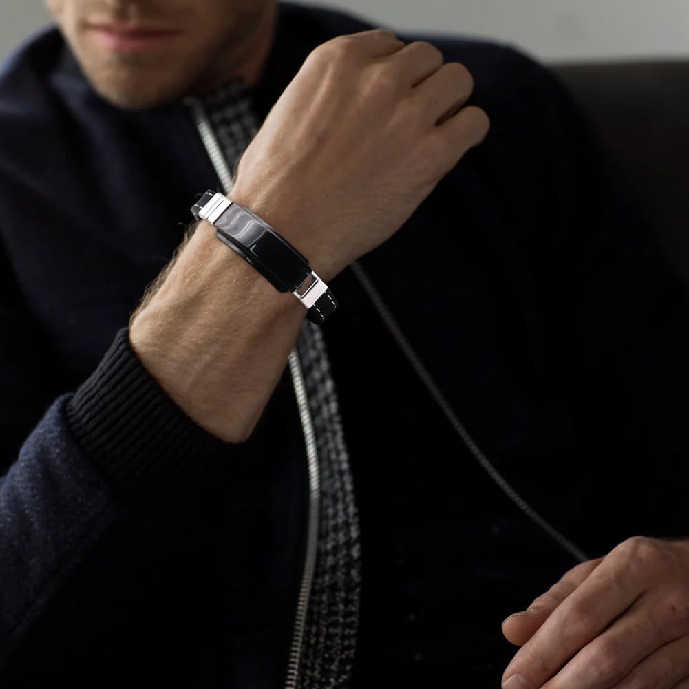 メンズ本革製磁気ブレスレット 静電気除去 ヘマタイトバングル