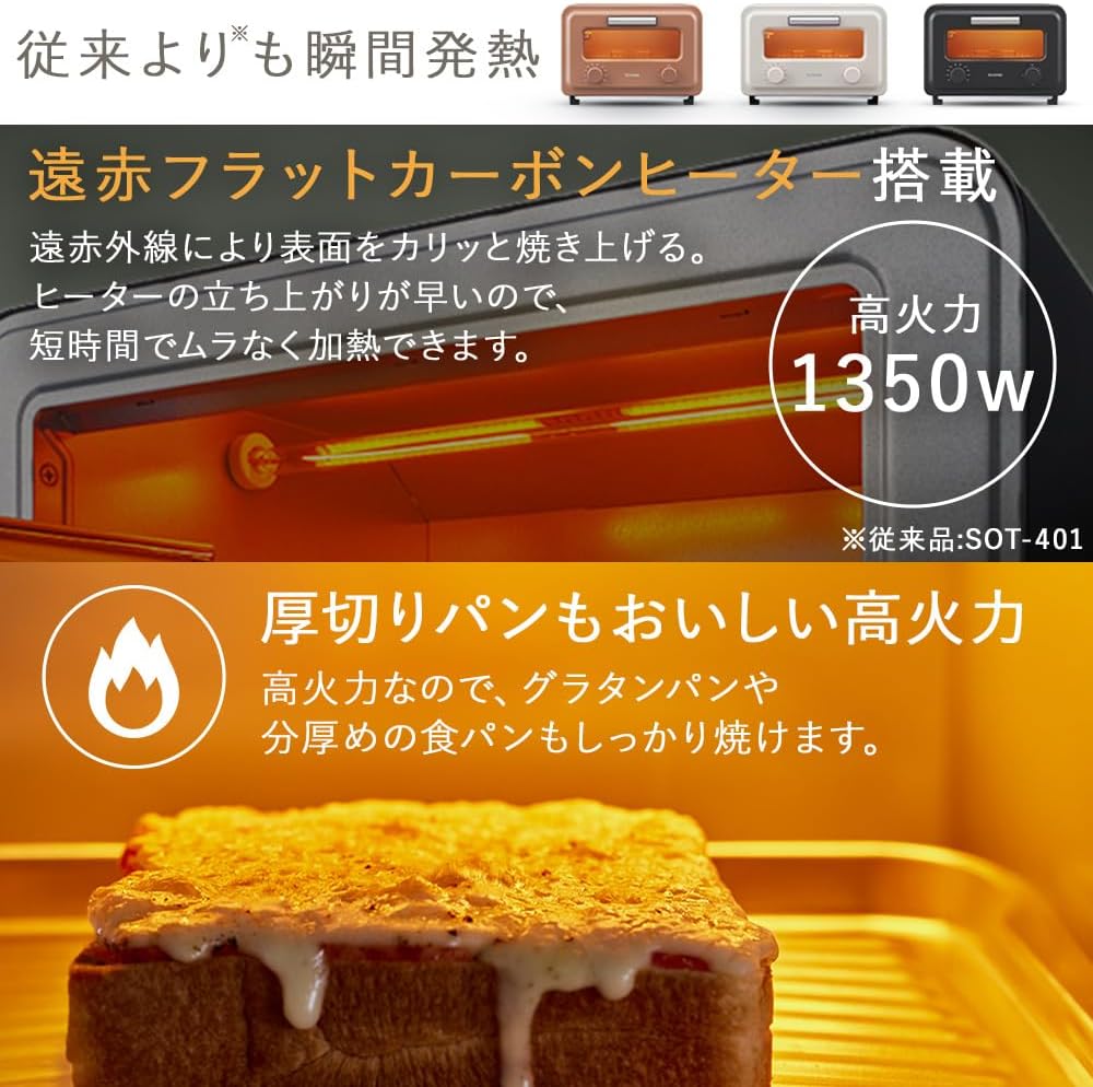 アイリスオーヤマ スチームオーブントースター 2枚焼き 温度調節・タイマー機能付き SOT-201-C ミルクベージュ