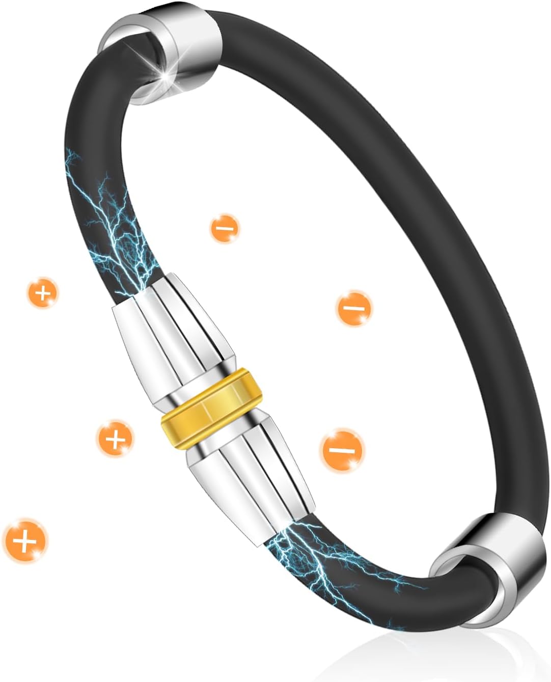 静電気除去シリコンブレスレット【防水・スポーツ用】16cm〜18.5cm対応 男女兼用(ブラック)