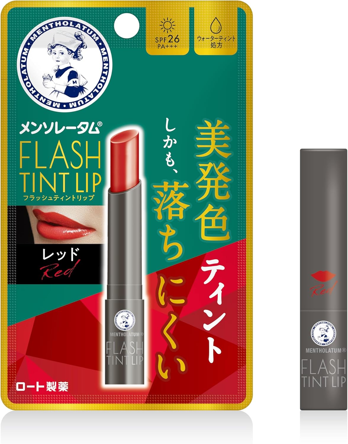 メンソレータム フラッシュティントリップ レッド 2g - 高保湿・美発色・UV対策 SPF26 PA+++