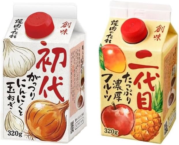 焼肉のたれ 初代・二代目セット (おろしにんにく・玉ねぎ・フルーティ) 320g