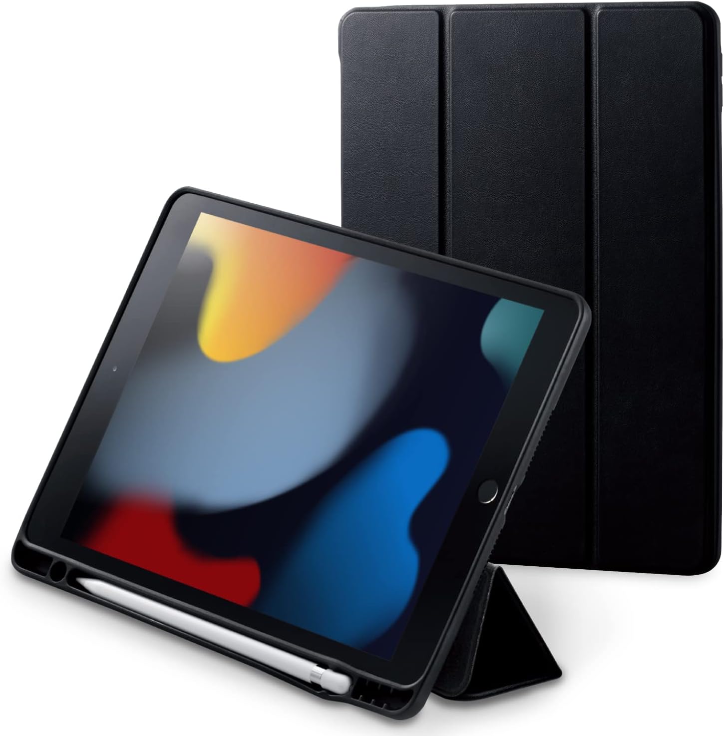 iPad 10.2 第9/8/7世代 (2021/2020/2019年) オートスリープケース Apple Pencilスタンド付 ブラック